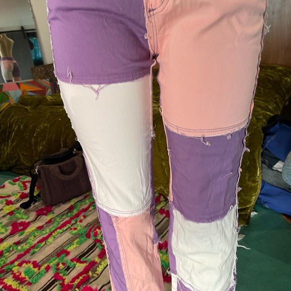 Tri color patchwork high rise jeans NWOT - Picture 8 of 8